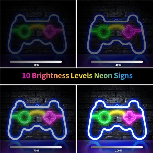 Neon Sign Gamepad Shape LED Wall Decor, Dimmable Game Shaped all Decoration - Picture 4 of 7